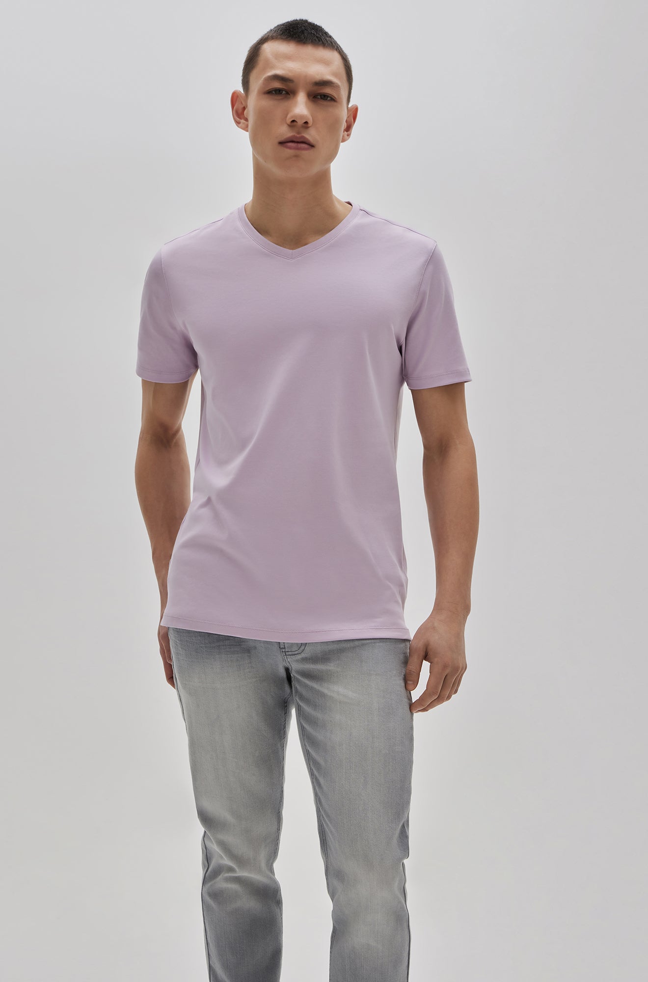 T-Shirt col v pour homme par Robert Barakett | 23336V/Georgia Rose Clair/Light Pink| Machemise.ca, vêtements mode pour hommes