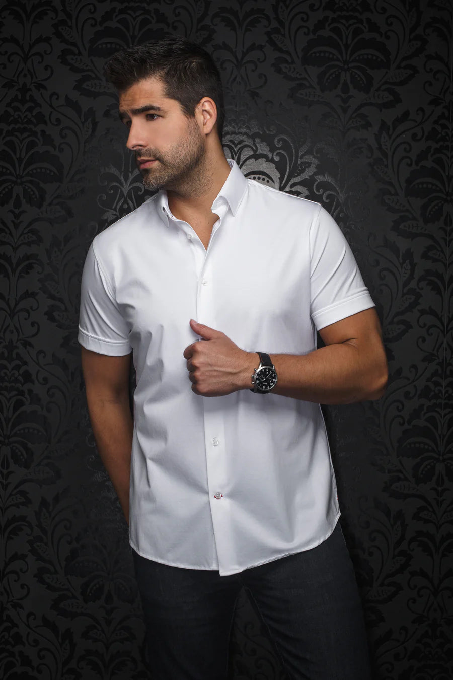 Chemise manches courtes en Knit pour homme par Au Noir | ALEX (SS) SLD Blanc | Machemise.ca, inventaire complet de la marque Au Noir