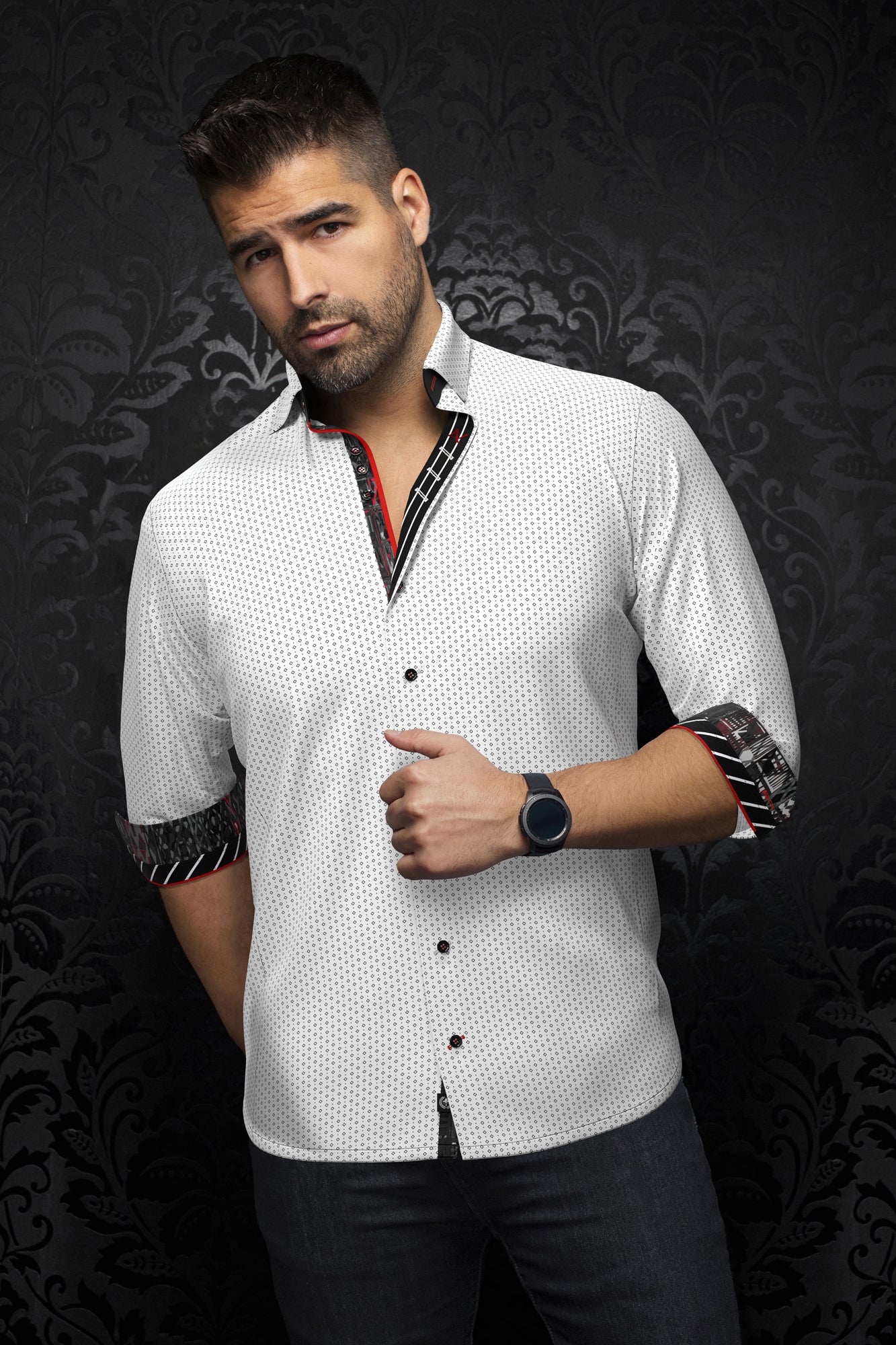 Chemise manches longues pour homme par Au Noir | BALLERINI Blanc Noir | Machemise.ca, inventaire complet de la marque Au Noir