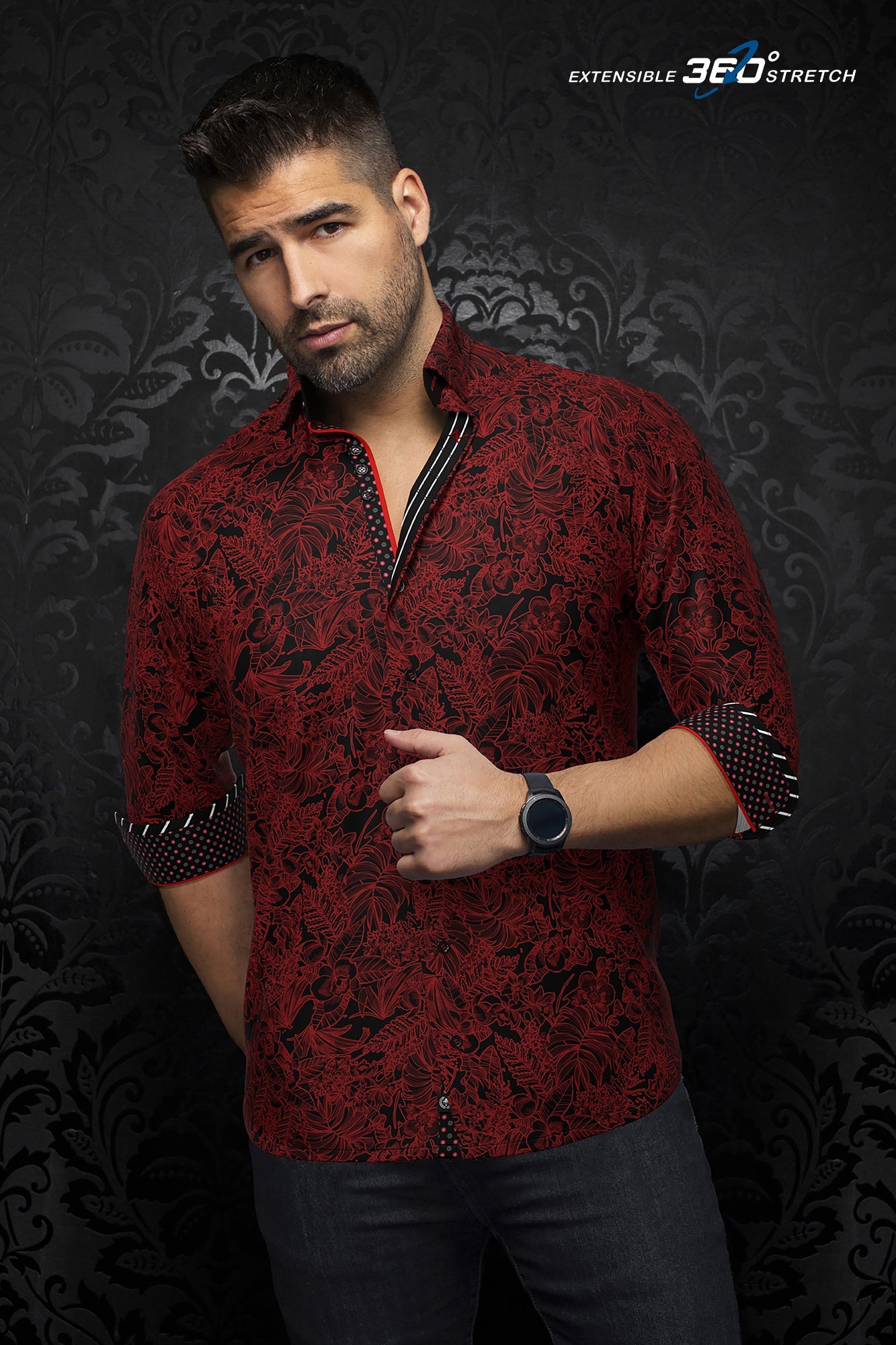 Chemise manches longues en Knit pour homme par Au Noir | DORSET Rouge | Machemise.ca, inventaire complet de la marque Au Noir