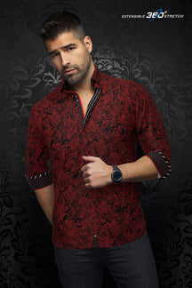 Chemise manches longues en Knit pour homme par Au Noir | DORSET Rouge | Machemise.ca, inventaire complet de la marque Au Noir