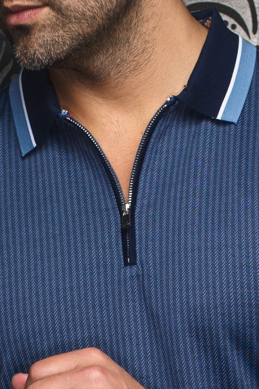 Polo manches longues pour homme par Au Noir | FREDERICO Bleu | Machemise.ca, inventaire complet de la marque Au Noir