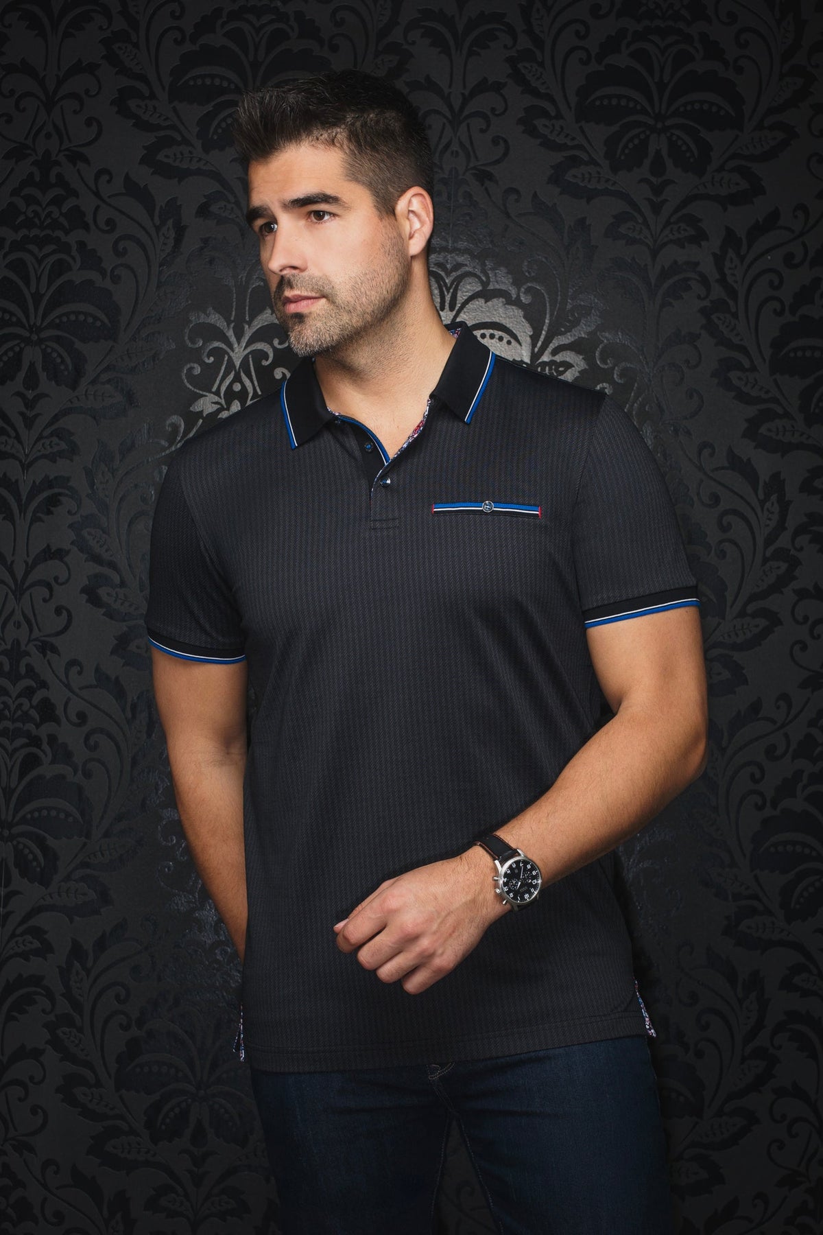 Polo pour homme par Au Noir | MAYBERRY Noir | Machemise.ca, inventaire complet de la marque Au Noir