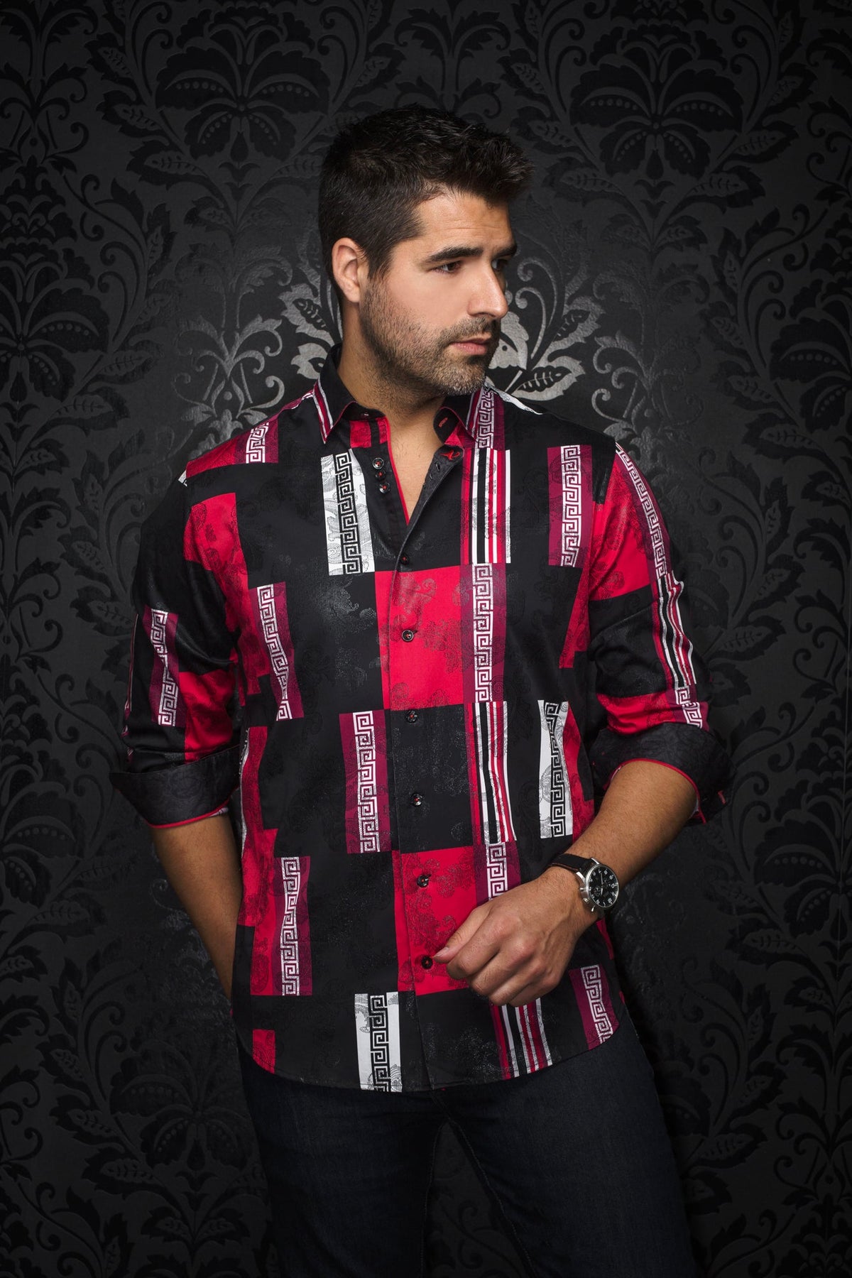 Chemise manches longues pour homme par Au Noir | MONTALLEGRO Rouge | Machemise.ca, inventaire complet de la marque Au Noir