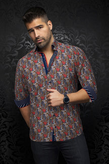 Chemise manches longues pour homme par Au Noir | MORRIS Rouge Multi | Machemise.ca, inventaire complet de la marque Au Noir