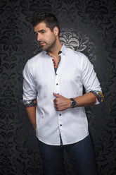 Chemise manches longues pour homme par Au Noir | WOLVERIN JACQUARD Blanc | Machemise.ca, inventaire complet de la marque Au Noir