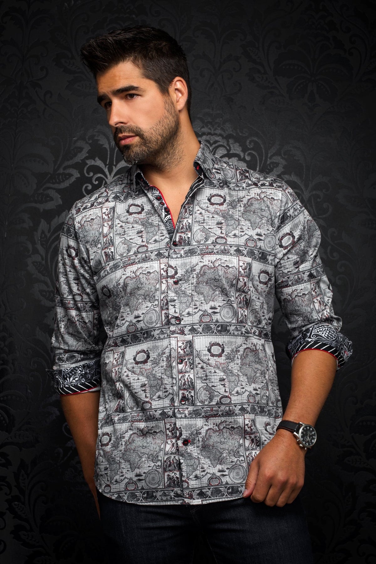 Chemise manches longues pour homme par Au Noir | CARTEL Gris/grey | Machemise.ca, inventaire complet de la marque Au Noir