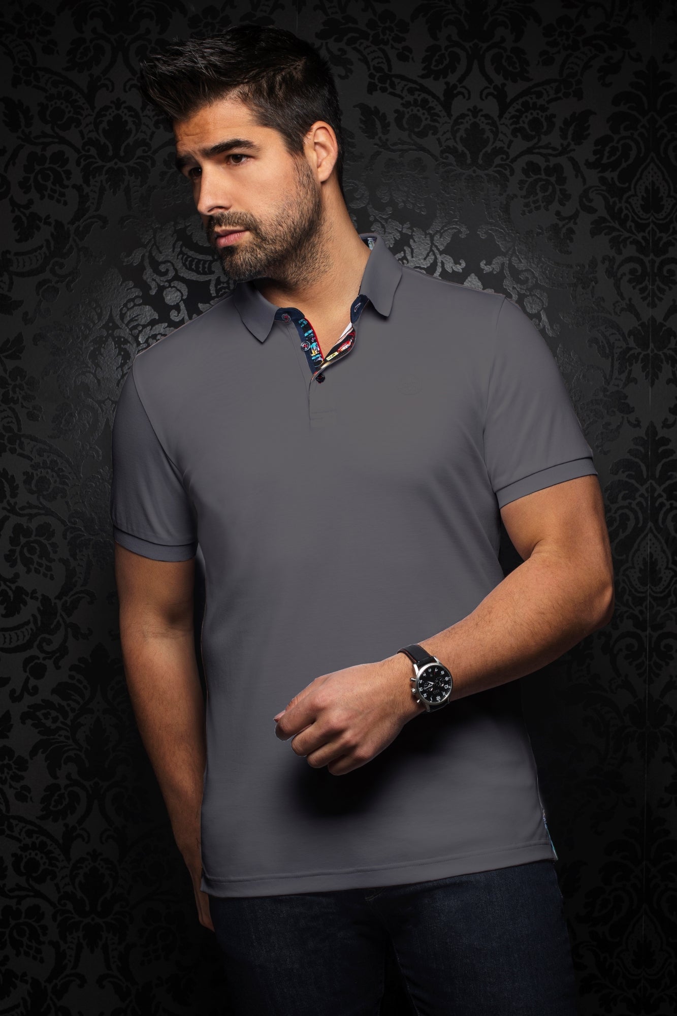 Polo pour homme par Au Noir | EAGLE Gris Med/med grey | Machemise.ca, inventaire complet de la marque Au Noir