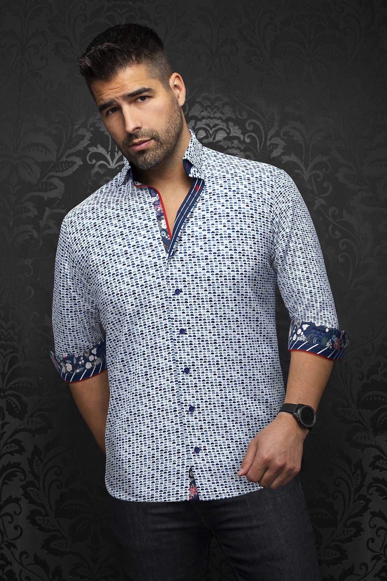 Chemise manches longues pour homme par Au Noir | ESCALA Blanc Bleu | Machemise.ca, inventaire complet de la marque Au Noir